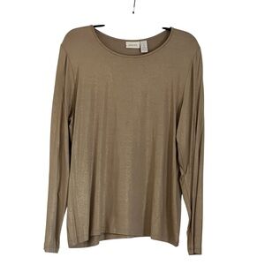 Chico's Elegant Shimmer Gold Long Sleeve Top